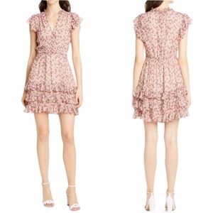 NWT Rebecca Taylor Lucia Silk Floral Ruffle Dress